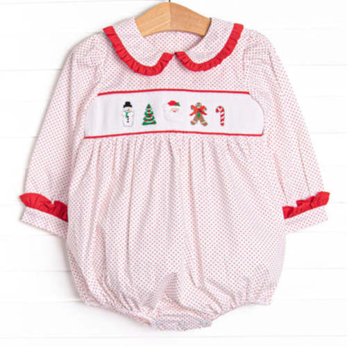 Season's Greetings Smocked Bubble, Red – Stitchy Fish