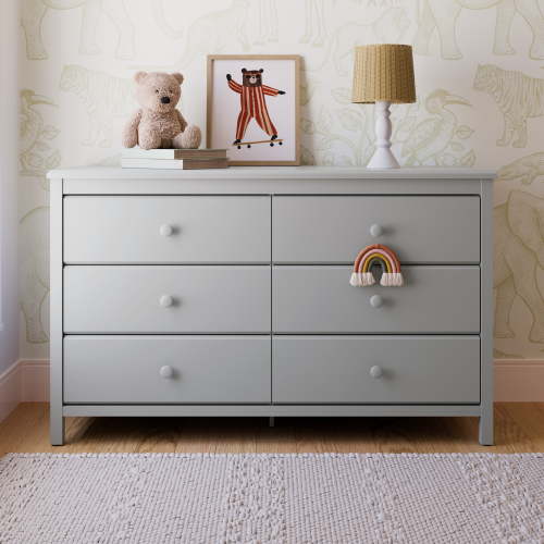 Storkcraft Alpine 6 Drawer Nursery Double Dresser, Pebble Gray