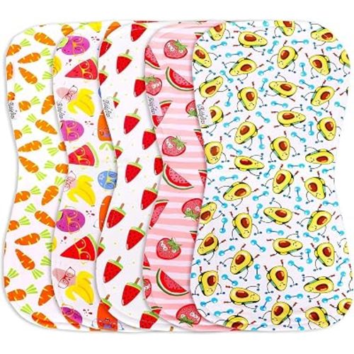 KiddyStar Premium 5-Pack Organic Cotton Burp Cloths for Newborns & Infants