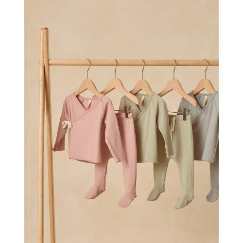 Wrap Top + Footed Pant Set || Natural – Quincy Mae
