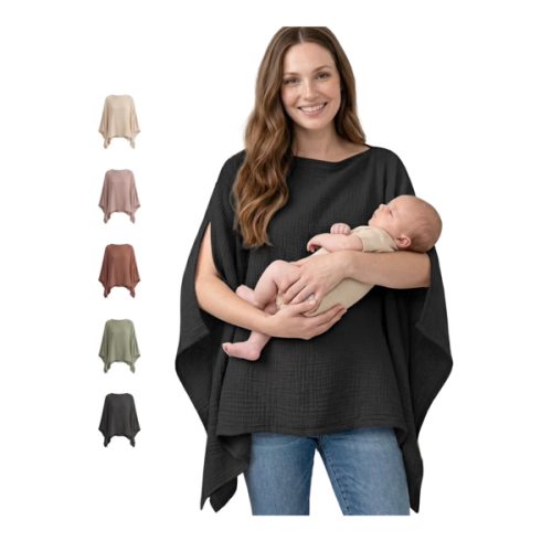 Konssy Muslin Nursing Cover for Women, 360° Full Privacy Poncho