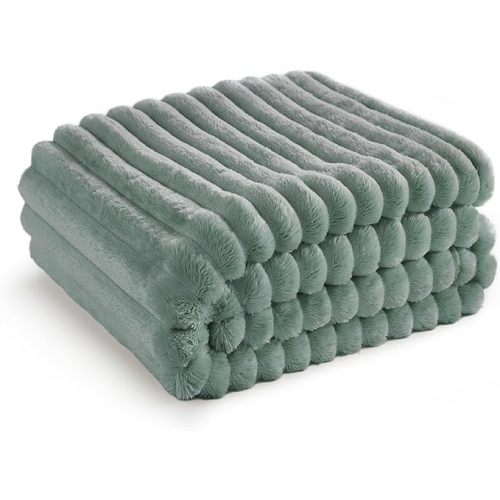 Bedsure GentleSoft Christmas Throw Blanket for Couch - Cozy Soft Green Blankets for Women, Cute Small Fleece Christmas Throws Gifts for Teens Girls Room Home Decor, Sage Green, 50x60 Inches