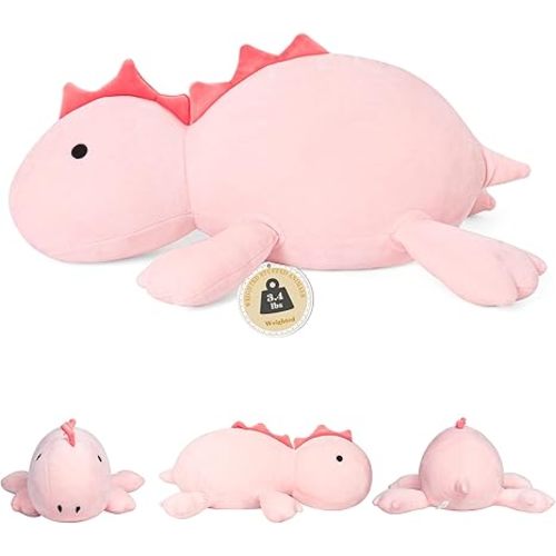 22" 3.5 lbs Weighted Dino Stuffed Toys, Cute Animals Plushie Dolls Pillow Gifts for Kids Adults (Pink)