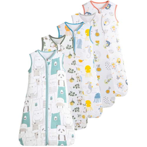 WIBACKER Baby Sleep Sack TOG 0.5 Wearable Blanket for Babies 100% Cotton 2-Way Zipper 0-6 Months Newborn