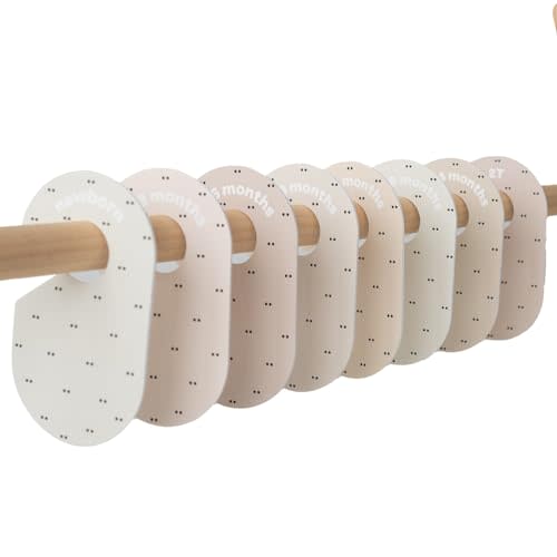 3 Sprouts Baby Closet Dividers Set of 8 - Toddler Clothes Organizer Hanger, Double Sided Size Labels - Nursery Organization for Newborn Clothing, Infant, Boy & Girl - Double Dot