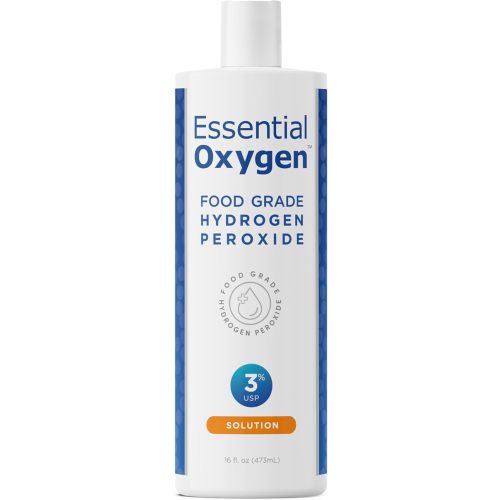 Essential Oxygen Food Grade Hydrogen Peroxide, Natural Cleaner, 3% USP, White, 16 Ounce