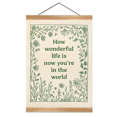 ZTGDA Boho Wall Art Poster – Abstract Watercolor Canvas Print, Linen Hanging Banner Wall Decor for Nursery Playroom Kids Room,Vintage Aesthetic Home & Office Decor (How wonderful-green)