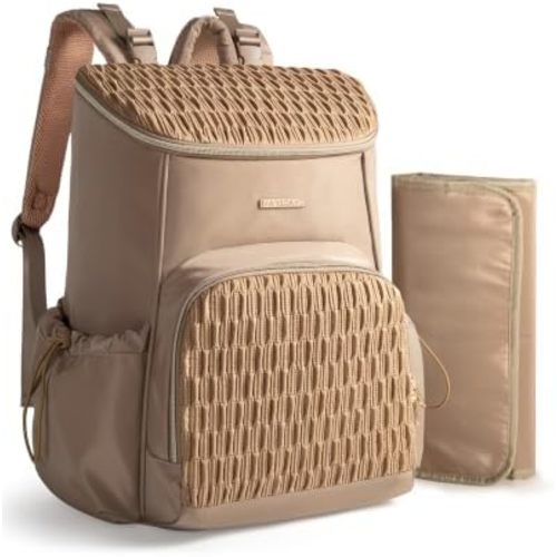 Diaper Bag Backpack with Changing Pad, Large Baby Bag, Camel