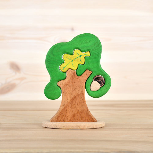 Wooden Puzzle toy Oak & acorn tree Montessori toy for Toddlers woodland nursery decor