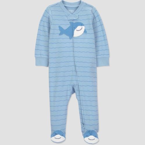 Carter's Just One You® Baby Boys' Striped Shark Sleep N' Play - Blue 6M