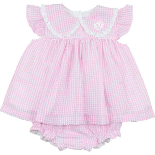 Pink Seersucker Angel Sleeve Diaper Set