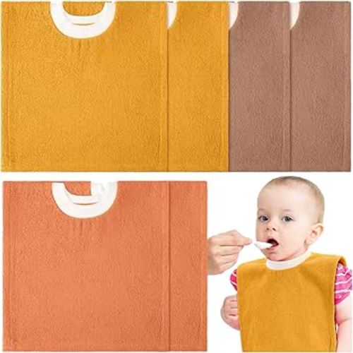 Foaincore 6 Pcs Pullover Baby Bibs Cotton Terry Toddler Absorbent Infant for Feeding and Drooling Towel Bib (Warm Color)