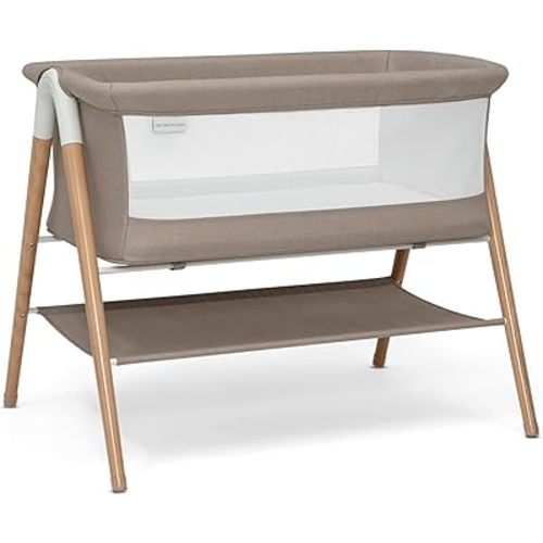 Delta Children Bondi Beechwood by The Bed Bassinet with PureAir Breathable Mesh Sheet and FSC-Certified Wood, Tan