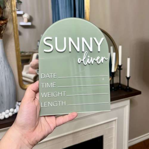3D Acrylic Newborn Baby Birth Announcement Personalized Newborn Stat Sign Hospital Baby Sign Newborn Photo Prop Baby Shower Gift for New Mom