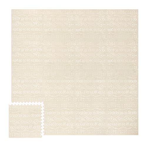 Lillefolk Baby Foam Play Mat - Baby Playmat | Tiles Interlocking Mat - Foam Baby Mat for Babies & Toddlers - Non Toxic Play Mat for Baby Tummy Time Mat Super Luxe Size 8x8 ft (16 Tiles), Beige