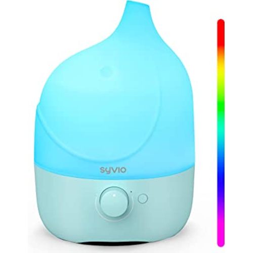 Syvio Humidifiers for Bedroom Baby, Essential Oil Diffuser & 7-Color Night Light Whisper-Quiet Cool Mist Humidifiers for Nursery, Kids, Plants, Variable Mist, 45 Hours Runtime, BPA Free, 1.8L, Blue