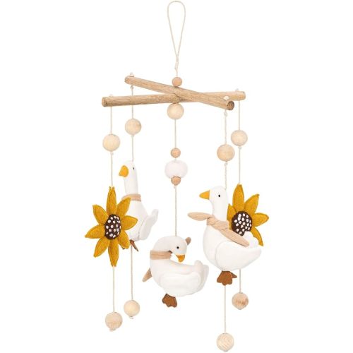 Crane Baby Goose Nursery Ceiling Hanging, Charlie Farmhouse Baby Mobile for Crib, Handmade Mobile with Geese and Sunflowers, Gender Neutral Nursery Decor, Baby Crib Accessories