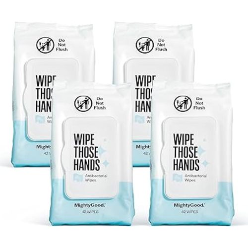 Wipe Those Hands Hand Sanitizing Wipes - 4 Packs of 42, 168 Total Wipes - Alcohol & Fragrance-Free - Kills Germs Fast - Gentle for Whole Family