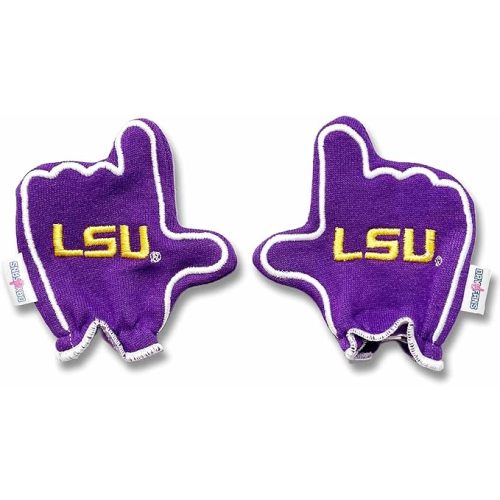 FANMITTS Day1Fans Officially-licensed Protective Baby Mittens (LSU Purple, 0-3 Months, LSU Tigers)