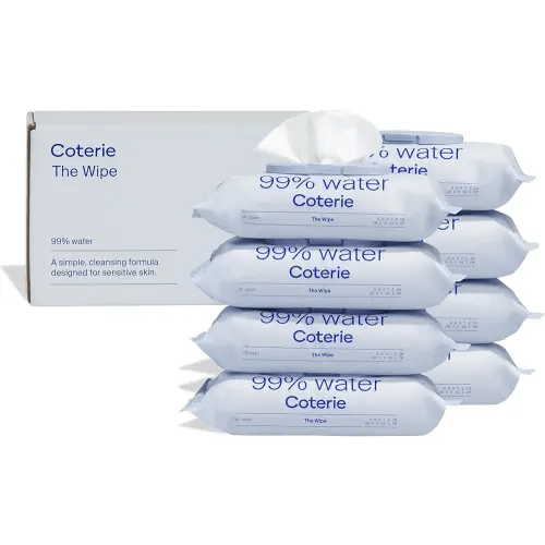 Coterie Baby Wipes, 8 Pack, 448 Count, Unscented Wipes, 99% Purified Water, Plastic-Free & Plant-Derived Fibers, Fragrance Free Hypoallergenic Sensitive Skin Baby Essentials, Clean Ingredients
