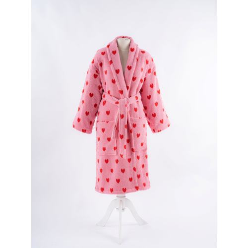 Heart Chenille Turkish Cotton Robe: Plush Terry Cloth Bathrobe