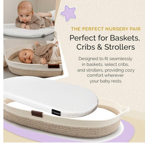 Foldable Baby Changing Pad. Moses Basket or Oval Bassinet Mattress Pad with Ultra Soft Cover. Replacement Diaper Changing Station Mattress. Changing Table Topper for Dresser. 29” x 15”