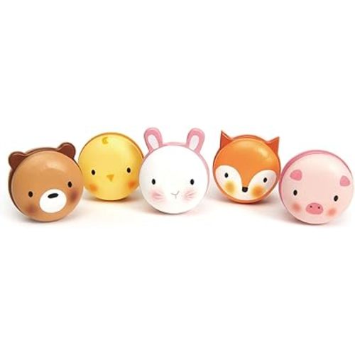 Tender Leaf Toys - Animal Macarons - 5 Wooden Animal Themed Macarons for Tea Party, Small Toys for Goodie Bags - Creative and Imaginative Fun Play Food for Kids - Age 24M+