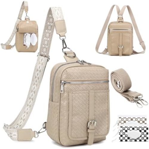 MYHOZEE Small Diaper Bag Crossbody Sling Purse for Women - 2 in 1 Leather Backpack with 2 Straps for Short Trips Work Daily