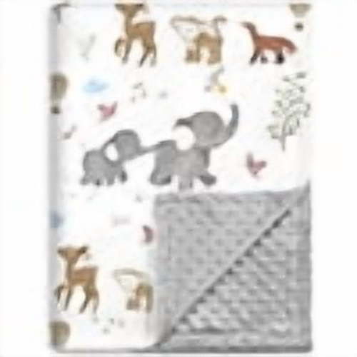 BOPRIO Baby Blankets for Unisex Boys Girls, Super Soft Nursery Minky Blankets with Happy Animal Design and Dotted Fleece Backing, Printed Bed Throws Newborn