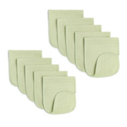 Small Story Organic Cotton Burp Cloths Multipack - Sage, 10