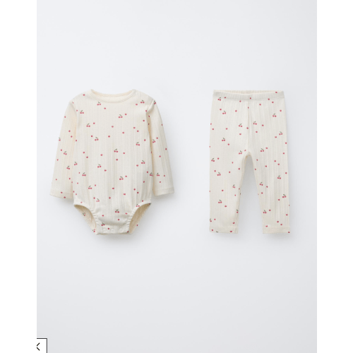 CHERRY PRINT BODYSUIT AND LEGGINGS SET - Cream | ZARA United States