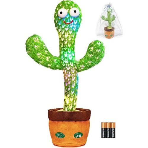 Cactus Baby Toy can be Adjusted Volume, Dancing Singing Musical Gift with LED Light. Baby Toy for Kids Talking Smart Toys, Talking Cactus Exquisite Yarn Bag Packaging