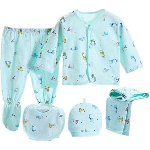 Unisex Baby Clothes 5 Piece Layette Sets Cotton Newborn Clothes Gift Set For 0-3 Months
