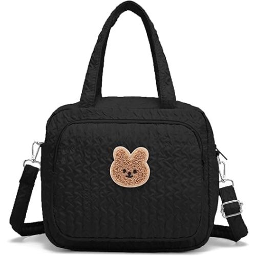 Small Diaper Bag Tote, Crossbody Diaper Bag Mini Purse with 8 Pockets, Travel Baby Bag for boys & Girls, 2 Insulated Pockets, Black