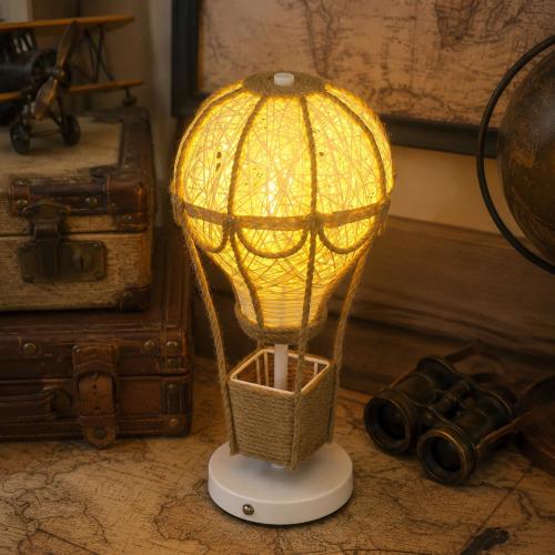 Handwoven Hot Air Balloon Table Lamp |  USB Touch Control Rattan Warm LED Lamp for Nursery Bedroom & Party Decor