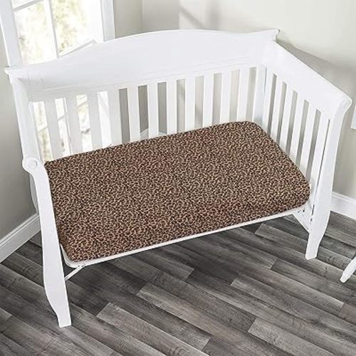 Decorative Crib Sheet,Leopard Print Fitted Microfiber Baby & Toddler Crib Sheets,28"x 52", Leopard Texture Illustration Exotic African Print Crib Sheet Set, for Standard Crib Mattresses,