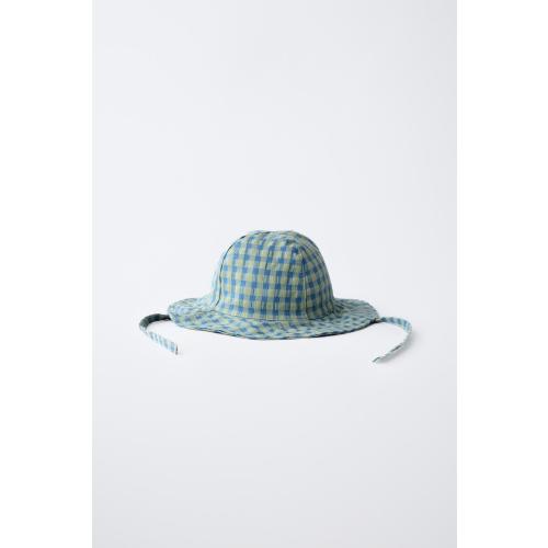 GINGHAM HAT - Blue / Green | ZARA United States