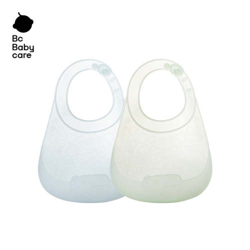 Bc Babycare Silicone Bibs for Baby, Baby Bibs for Eating, Lightweight Silicone Baby Bib with Adjustable Neck, Blue and Green (2pcs)