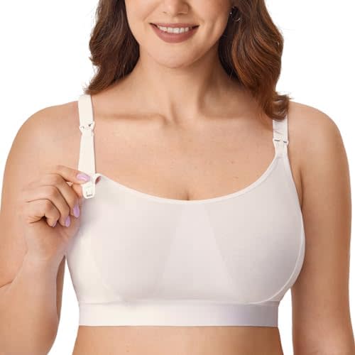 Gratlin Women's Plus Size Nursing Bra Support Nursing Sports Bra Cotton Breastfeeding Maternity Bras