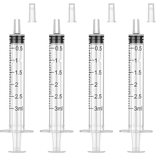 30 Pack 3 ml Syringe Without Needle, Syringe with Cap Individually Wrapped, for Liquids, Scientific Labs, Measurement, Dispensing