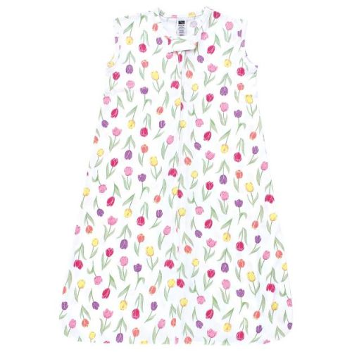 Hudson Baby Infant Girl Cotton Sleeveless Wearable Sleeping Bag, Sack, Blanket, Spring Tulips, 0-6 Months