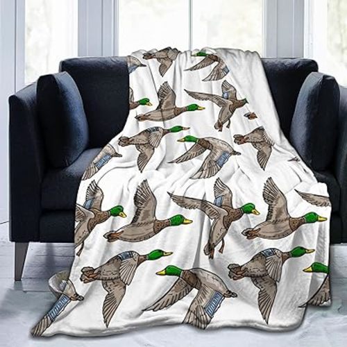 Mallard Duck Blanket Funny Throw Blanket, Soft Cozy Flannel Throw Blanket for Conch Sofa Bed,Super Soft Throw Blankets for All Season Adult Kids Teens Duck Lovers 60x50 in