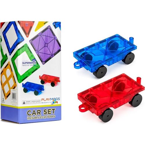 Playmags Magnetic Tiles for Kids 100-Piece Set, STEM Educational Building Blocks Toys for Kids, Includes Click-in ABC Learning Tiles, Gift for Boys & Girls, Add on Magnetic Figures, Car Set Available