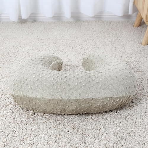 ESEN Nursing Pillow and Body Positioner for Breast Feeding and Bottle Feeding, Ultra Soft Baby Breastfeeding Pillows with Removable Nursing Pillow Cover for More Support for Mom and Baby (Brown)