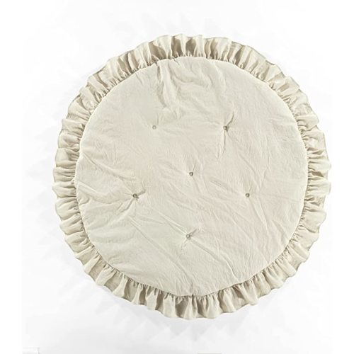Lush Decor Baby Round Ruffle Play Mat 36" Diameter Neutral - Tummy Time Mat - Beige Playmat - Baby Play Mats for Floor - Nursery Decor