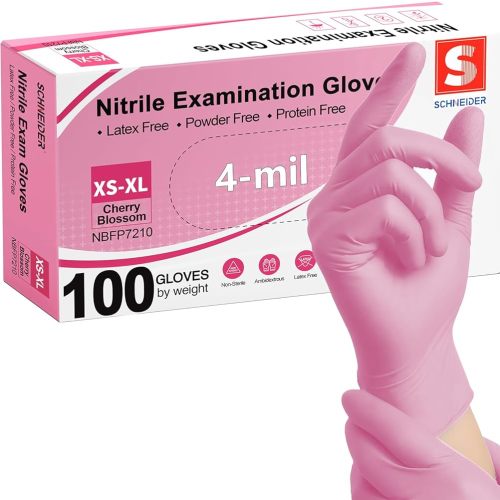 Schneider Nitrile Exam Gloves, 4-mil Medical Gloves Disposable Latex Free, Powder Free, Food Safe Glove for Examination