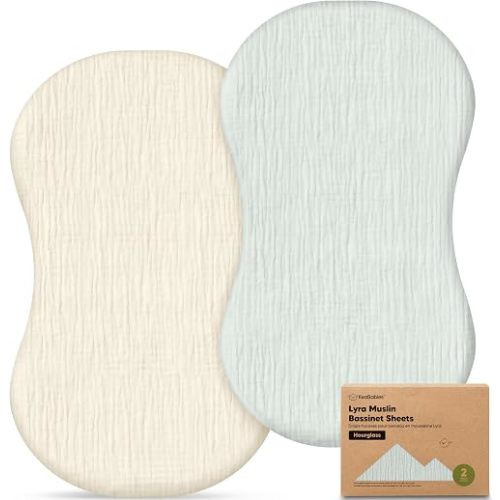 2pk Muslin Baby Bassinet Sheets Girls Boys 30x18 (Willow, Hourglass)