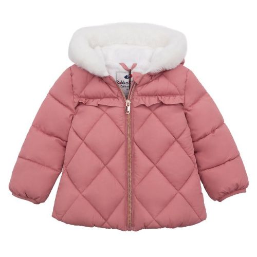 Rokka&rolla Infant Girls' Puffer Jacket Baby Fleece Lined Winter Coat-snow Pink, Size 6-9 Months