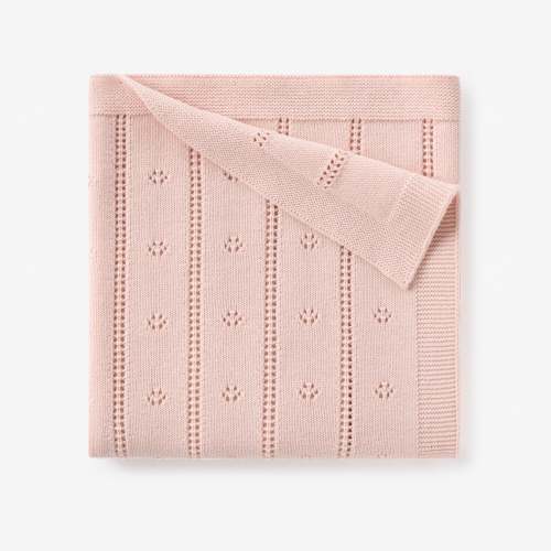 Pale Pink Pointelle Knit Baby Blanket – Elegant Baby