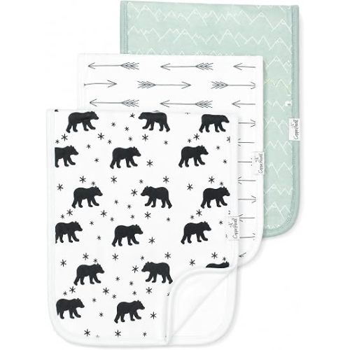 Copper Pearl Premium Baby Burp Cloths - 3-Pack Large Cotton Burp Cloths, Extra Soft Spit Up Rags with 3 Absorbent Layers, Perfect for Baby Boy and Baby Girl Gifts